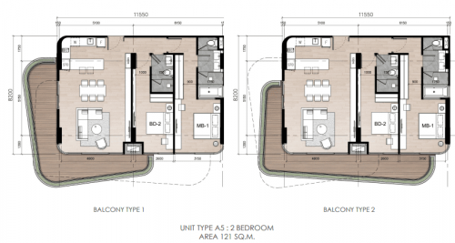 Highland Park Residences – 2 bedroom- (121 м²) A5