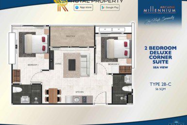 Arcadia-Millennium-Tower-Condo-Pattaya-купить-квартиру-в-Паттайе-аренда-апартаментов-агентство-недвижимости-Royal-Property-Type-2B-C-56-sqm-1024x724