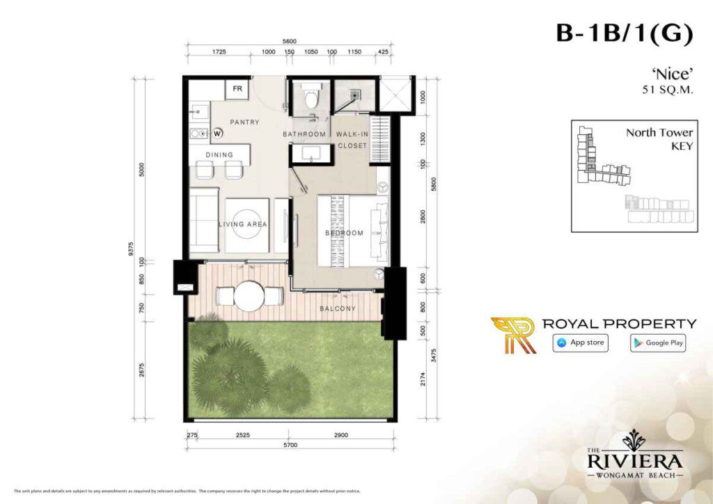 Riviera-Wongamat-Condominium-North-Pattaya-квартира-в-Таиланде-купить-снять-в-аренду-план-B-1B-1G-1024x724