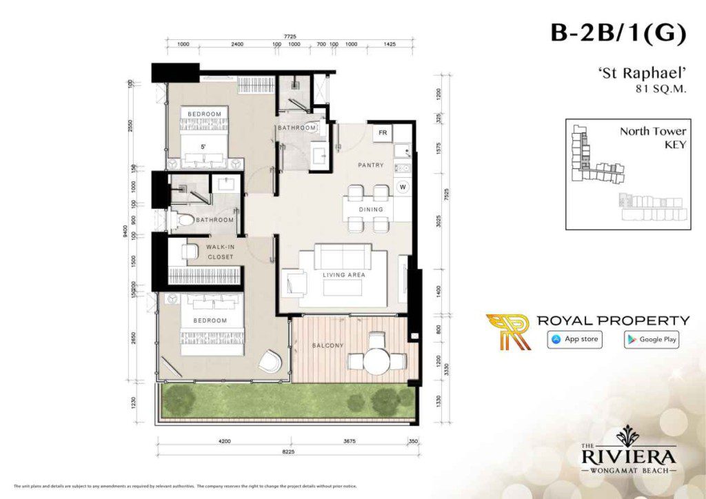Riviera-Wongamat-Condominium-North-Pattaya-квартира-в-Таиланде-купить-снять-в-аренду-план-B-2B-1G-1024x724