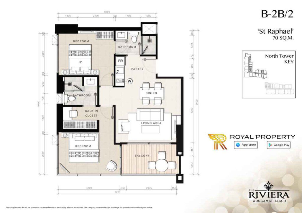 Riviera-Wongamat-Condominium-North-Pattaya-квартира-в-Таиланде-купить-снять-в-аренду-план-B-2B-2-1024x724
