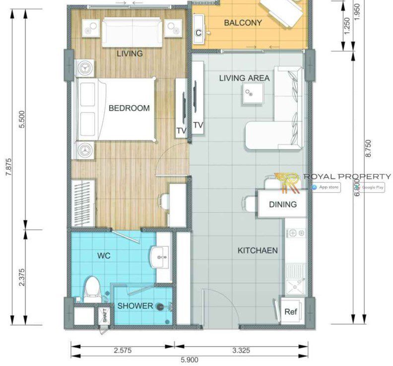 Whale-Marina-Condo-Pattaya-Jomtien-купить-квартиру-в-Паттайе-снять-апартаменты-агентство-недвижимости-Royal-Property-Unit-Plan-Building-B-Room-B8-792x1024