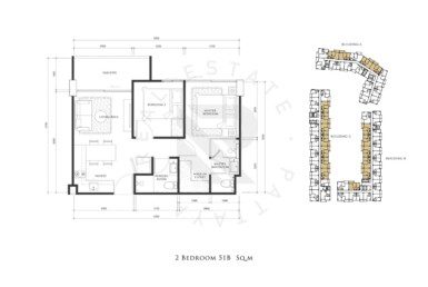 Embassy 2 bedroom plan 51 кв.м.